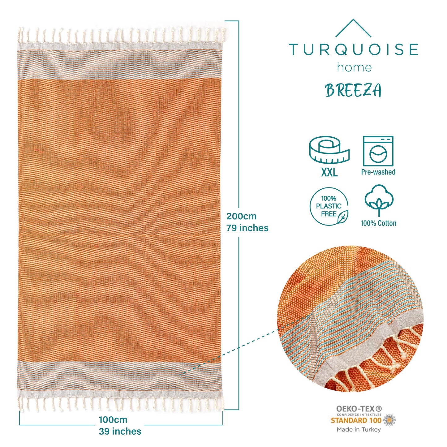 Breeza Turkish Bath Beach Towels 100x200cm